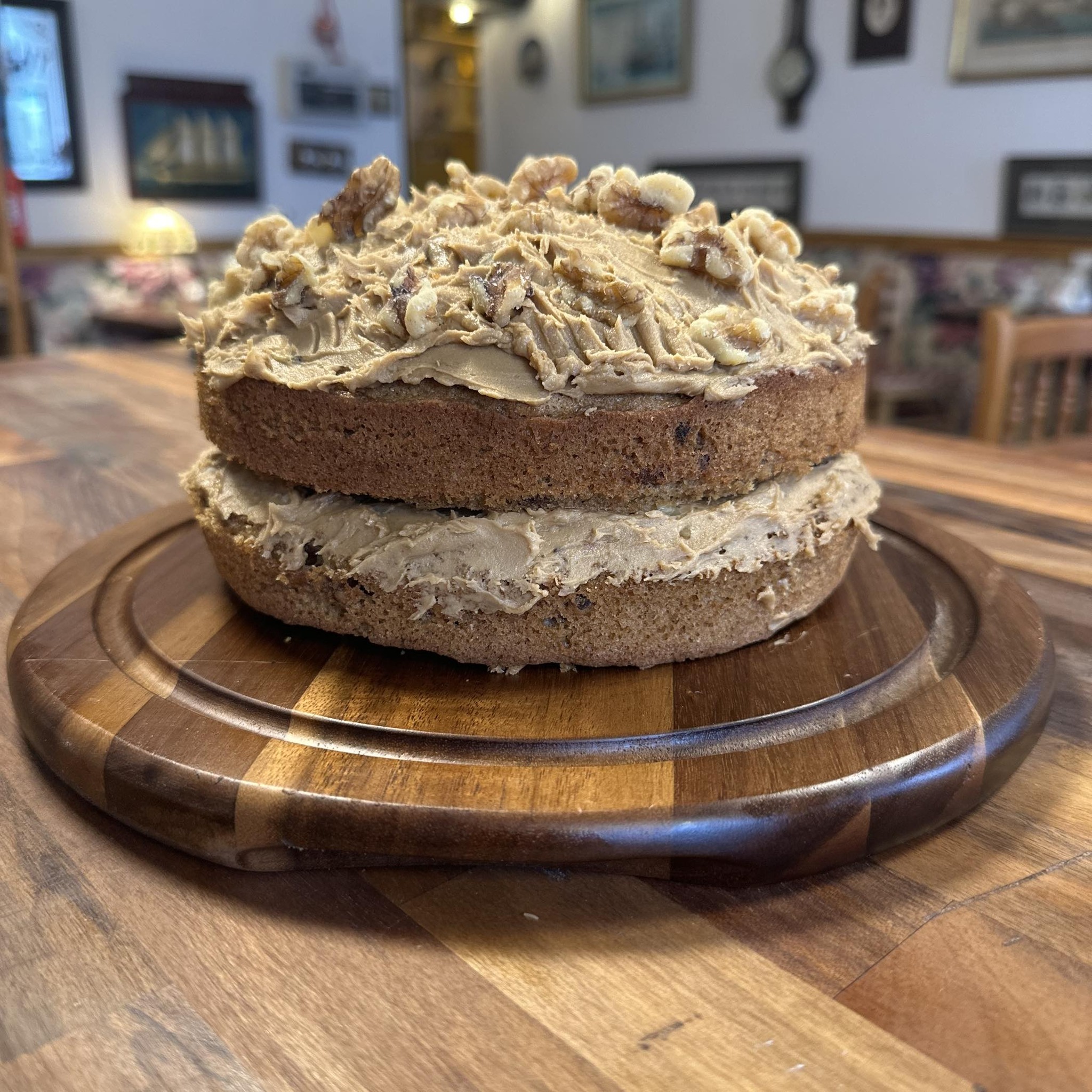 Homemade walnut cake at The Vintage Vault bakery in Sheerness