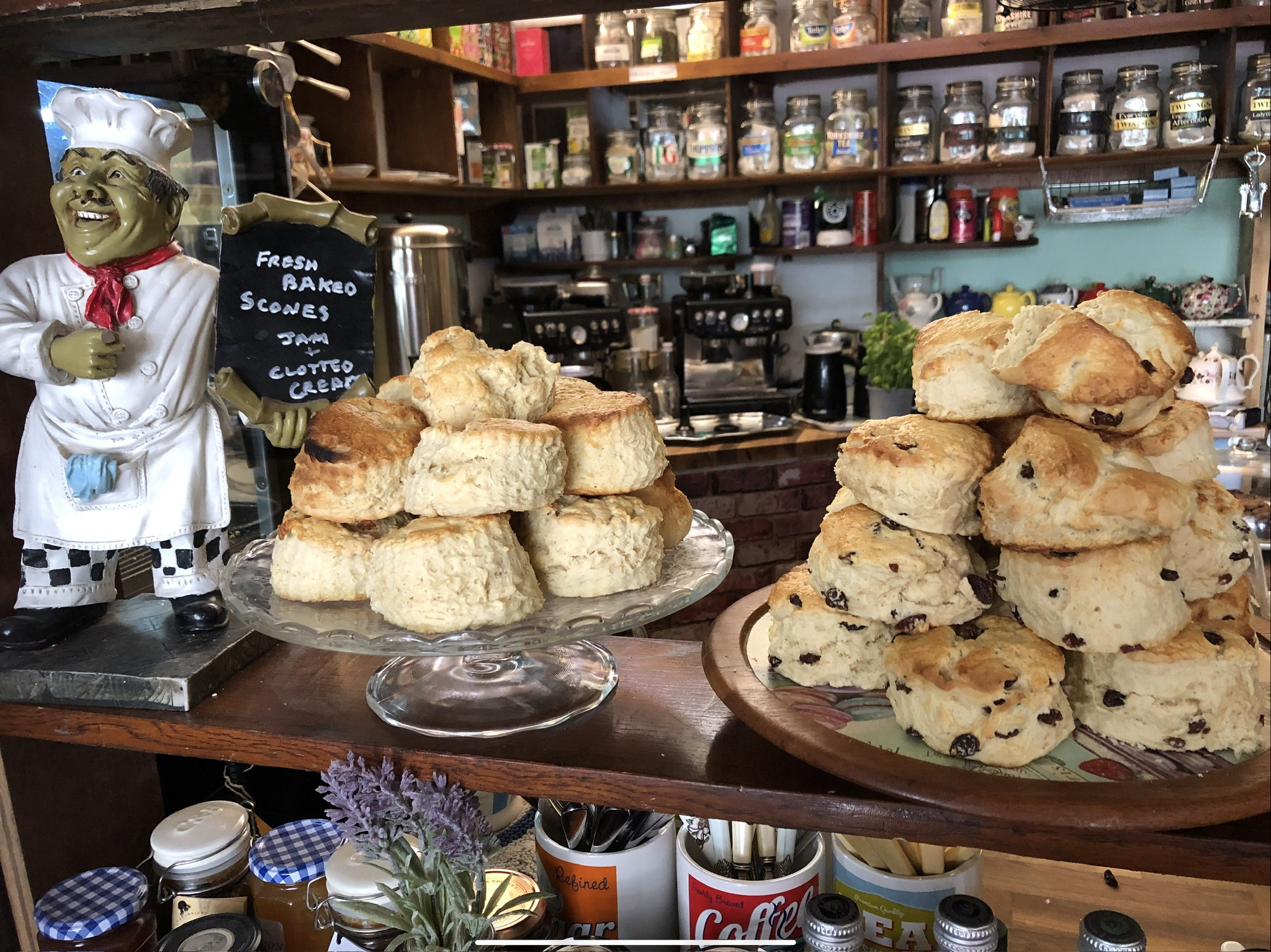 The Vintage Vault coffee shop in Sheerness – interior with fresh baked scones and coffee