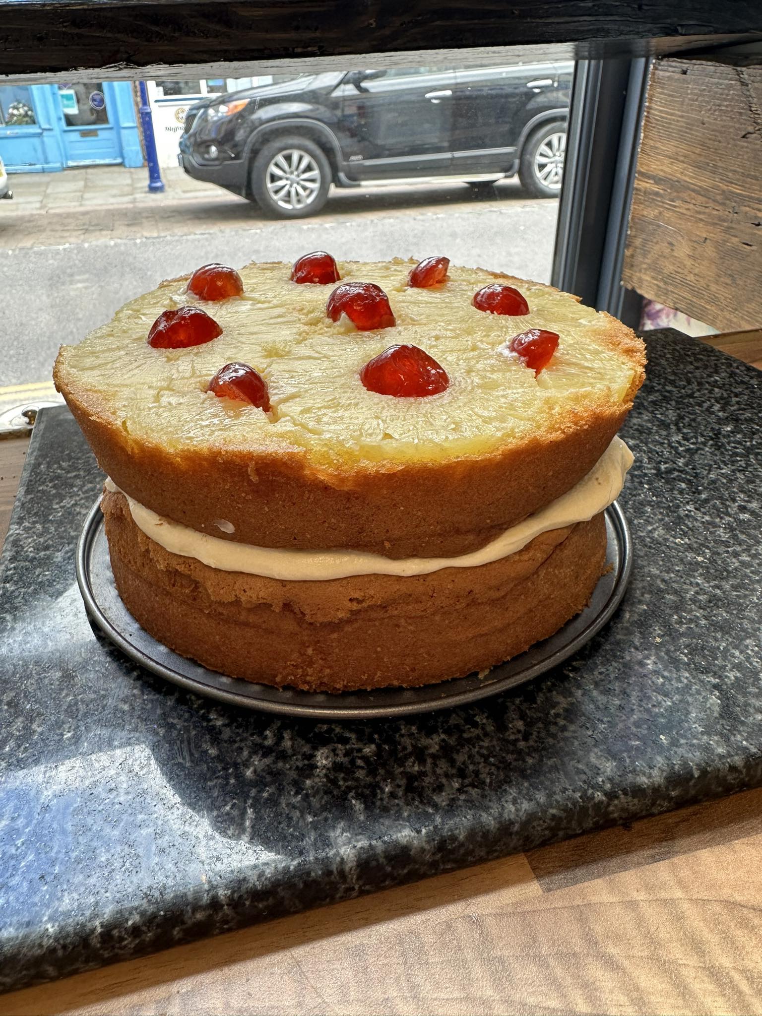 Pineapple upside-down cake at The Vintage Vault, Sheerness