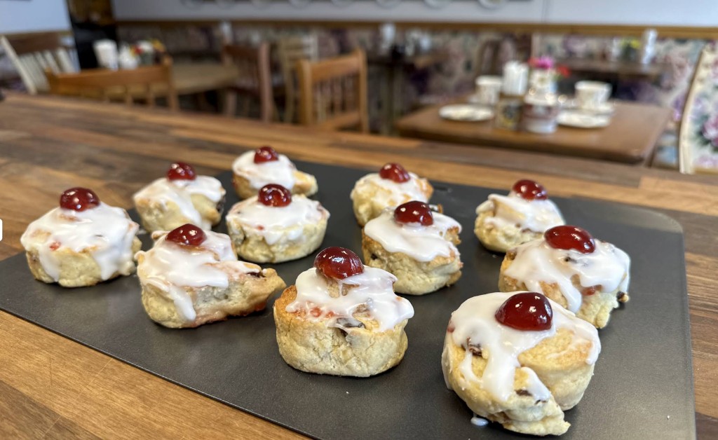 Iced cherry buns at The Vintage Vault bakery in Sheerness
